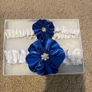 NEW Blue and White Garter Set All A Heart Desires
